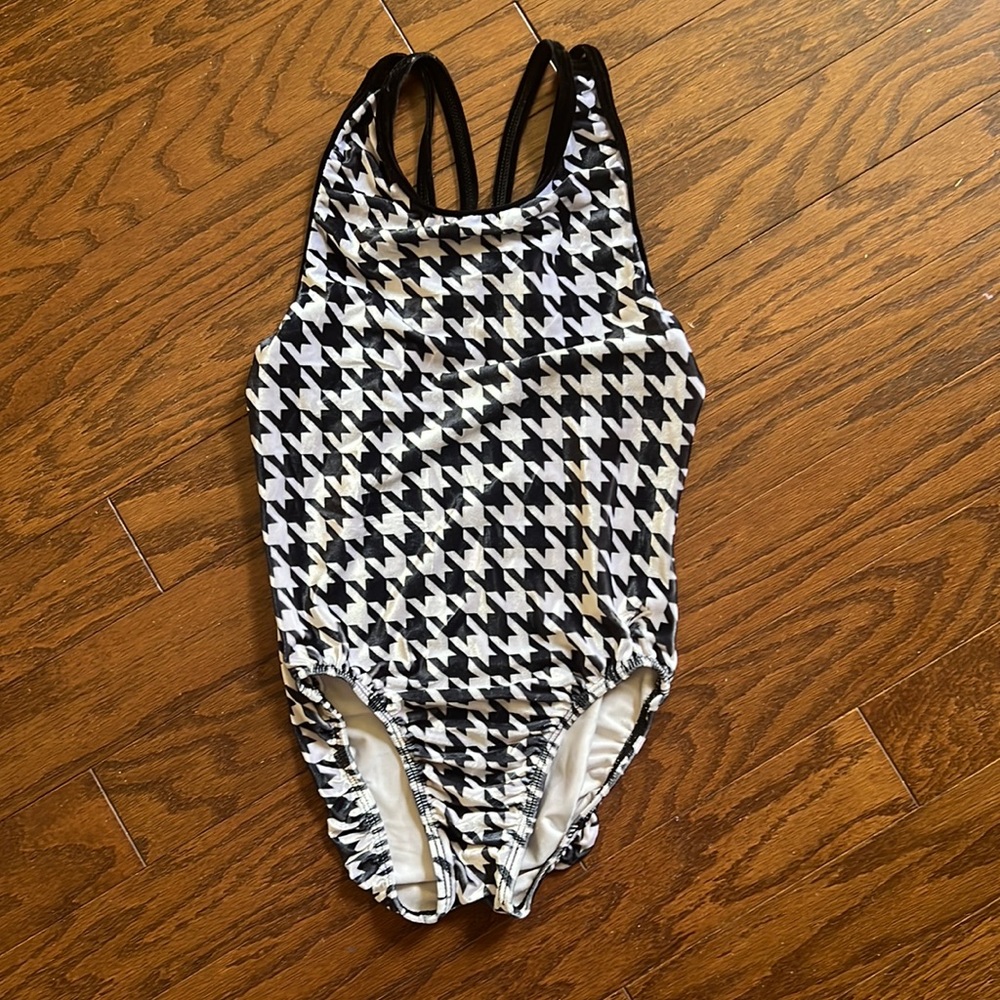 Houndstooth gymnastics leotard